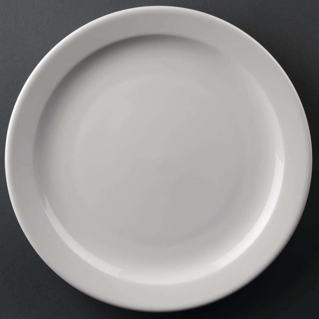Olympia Athena Narrow Rimmed Plates 254 Mm/10 Inch (Pack Of 12), White Porcelain, Dinner Plate Set, Restaurant Tableware, Dinnerware - Microwave Safe, CF364
