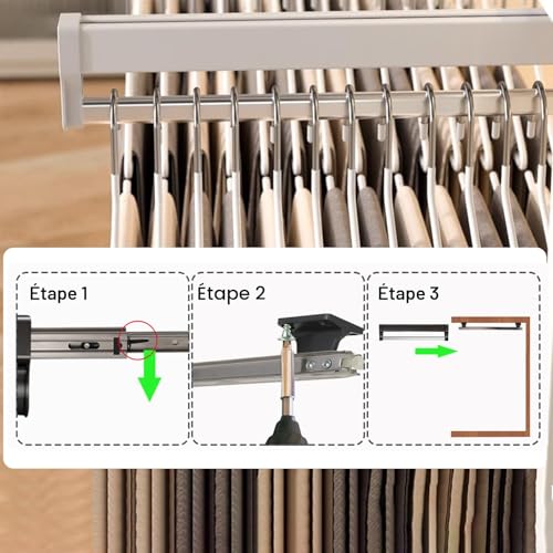 MAFAGE Extendable Clothes Rail Pull Out Clothes Rail Adjustable Telescopic Bar 397mm White