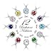 Birthstone Necklace 925 Sterling Silver CZ Diamond Women Gemstone Pendant Love Necklace