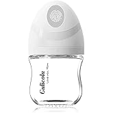 Gulicola Natural Small Glass Baby Bottle 3 oz, Very Slow Flow Nipple, 1 pk - White