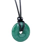 Magic Human Gemstone Crystal Necklace Pendant - Healing Good Luck Donut Crystal Stone Jewelry Necklace - Positive Energy Amulet Unisex Adjustable Cord