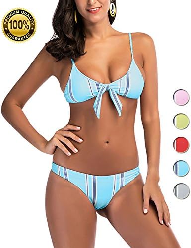 LOVEJIE Sexy Women's Bikini Sets Two Piece Push up Paddded Swimsuit Bandage Triangle Swimwear Bathing Suit (Large, Blue)