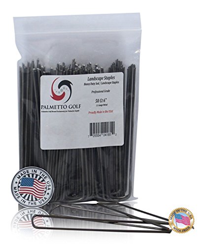 Palmetto Golf 50 Ct 6 inch 11 Gauge Heavy Duty Professional / Contractor Grade Sod / Landscape / Garden / Lawn / Edging / Staple and Fabric Pins / Stakes / Pegs - MADE IN THE USA