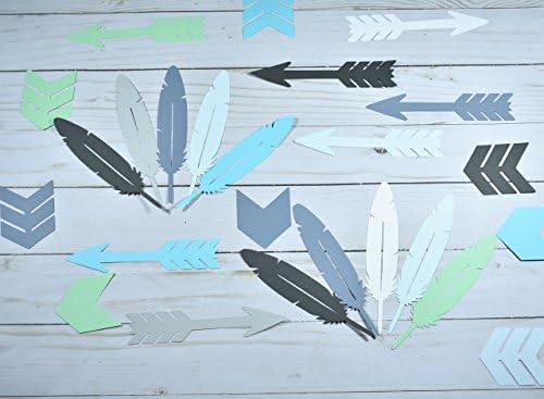 120 Arrow, Feather &amp; Chevron Confetti - 5.5" Inch CUSTOMIZABLE (Grey Turquoise Mint)
