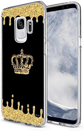 Galaxy S9 Case King and Queen Crown Pattern, Transparent Case Shockproof Protective with Unique Design Slime Thin Ultra light Clear Bumper Silicone Case Personalized Shell Soft TPU