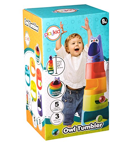 Playkidz Super Durable Rattle Ball Drop Roll 'n Swirl Ball Ramp and Stacking Toy. Educational Family Fun for Baby and Toddler.