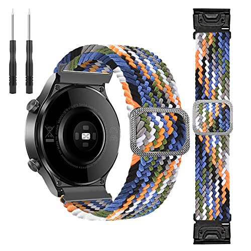 Lonkenn Strap Compatible with Garmin Fenix 7/6/5/7 Solar/6 Pro/5 Plus/Garmin EPIX 2/Forerunner 935/Instinct 2, 22mm Braided Strap, Adjustable Elastic Sports Replacement Strap Breathable