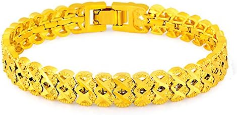 LSDMY Wrist Chain 24k Gold Plated Noble Women's Men's Bracelets Bangle