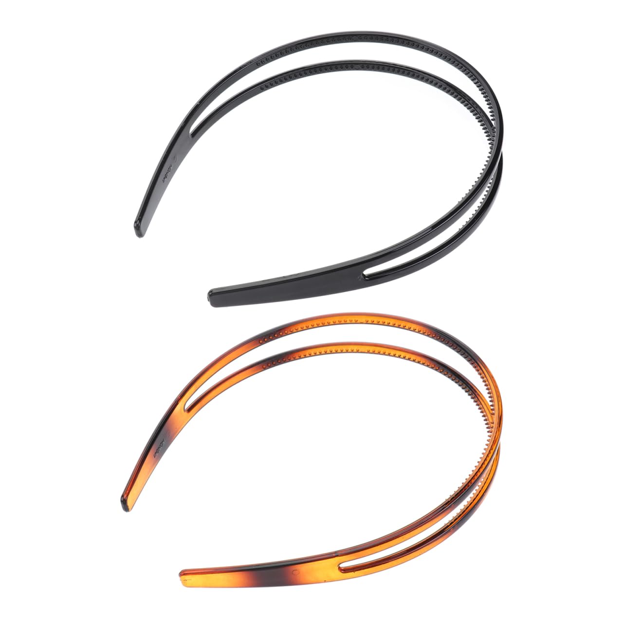 Lurrose 2pcs Hard Plastic Headband Double Row Headband Minimalist Teeth Comb Hairband for Women (Black and Brown)