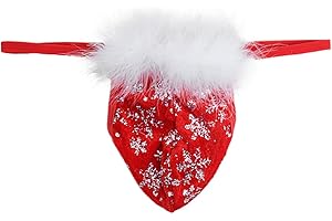 ChiaoLezhee Christmas Day G String, Gag Gifts For Men, Mens Thong Banana Hammock, Sexy Velvet Underwear Funny Sissy Clothes