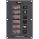 Blue Sea Systems 4322 Water-Resistant Circuit Breaker Switch Panel, Gray, 6 Positions