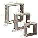 EZOWare Floating Shelves, Set of 3 Rustic Torched Wood Cube Square Storage Wall Decorative Display Shelves - Brown