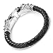 Urban Jewelry Leather Mens Bracelet 8 1/2 Inches with Locking Stainless Steel Dragon Head Clasp, Black Silver