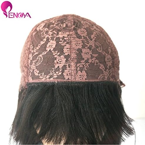 Human Hair Bob Wigs with Bangs Brazilian Yaki Machine Made Glueless Short Wigs