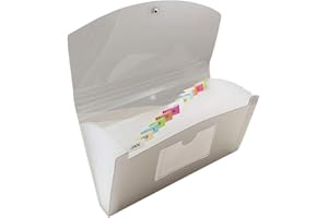 JAM PAPER Accordion Folders - 13 Pocket Plastic Expanding File - Check Size - 5 x 10 1/2 - Smoke Grey - Sold Individually