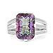 Aurora Tears Lady Multicolored Rainbow Topaz Zircon Gemstone Diamond Silver Ring DR0001M-7