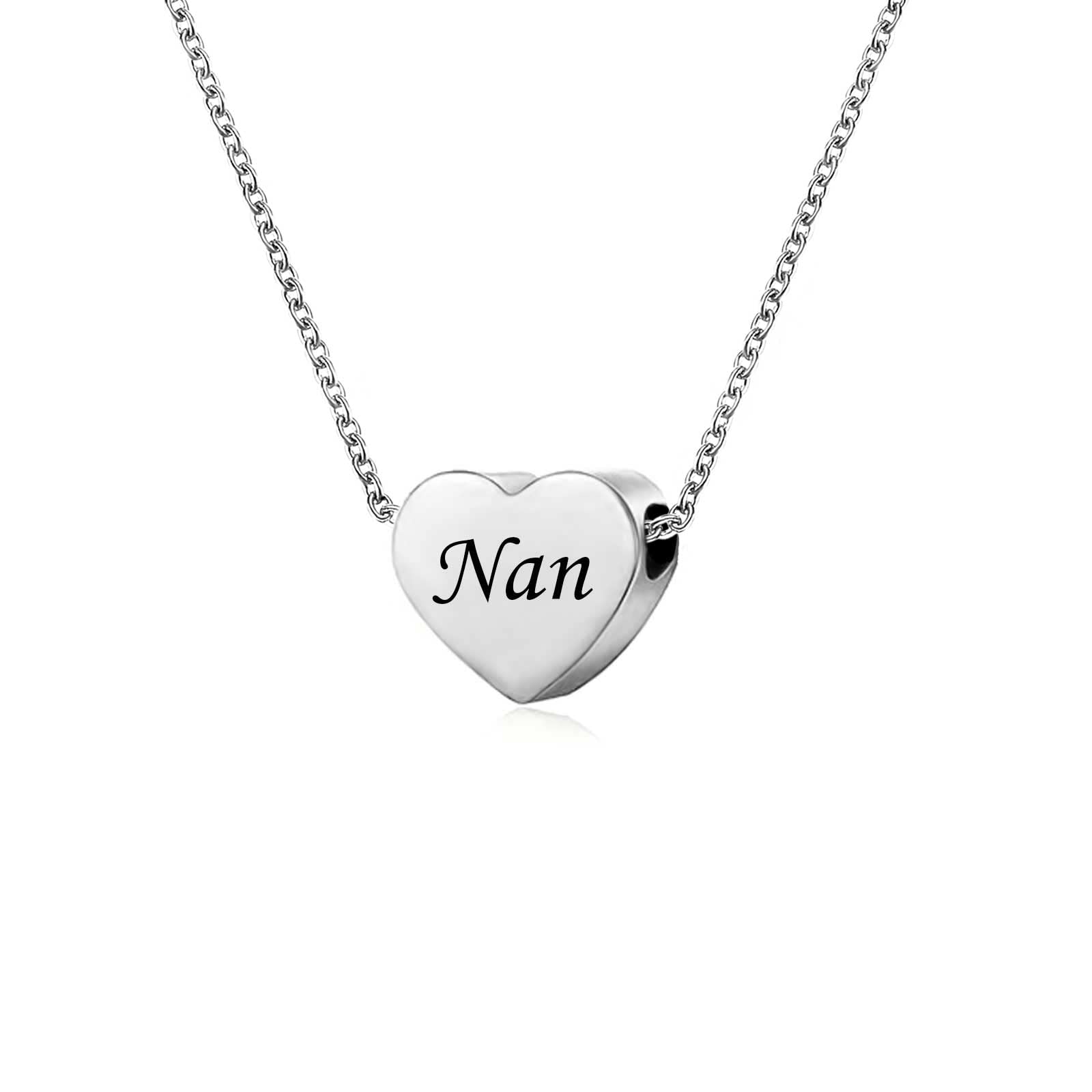 KunBead Jewelry 18 inch Nan Nana Grandma Love Heart Pendant Necklace for Women Girls Jewellery