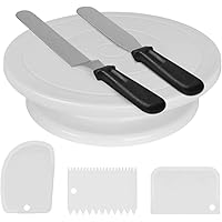 Kootek Cake Decorating Kit Baking Supplies Cake Turntable with 2 Frosting Straight Angled Spatula 3 Icing Smoother Scrapers B