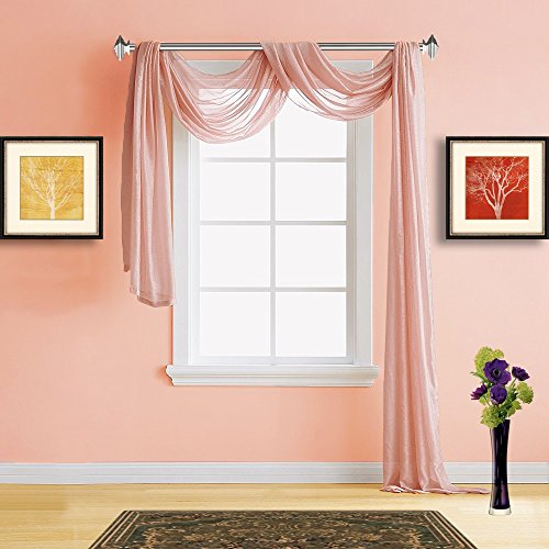 Warm Home Designs Standard 54" (Width) x 144" (Length) Sheer Light Orange (Peach) Color Window Scarf. All Premium Valance Scarves are Great for Any Window, Bed, Wall or Other DIY Project. K Coral 144"