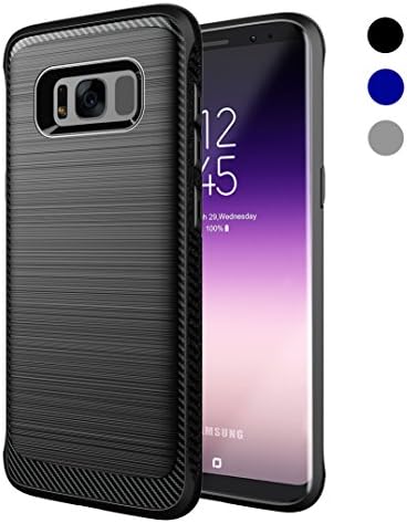 Samsung Galaxy S8 Case, VANSIN [Air Cushion] Ultra Thin Slim Fit Shockproof Protective Cover with Carbon Fiber &amp; Wire Drawing Process Case for Samsung Galaxy S8 (2017) -- Black