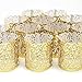 Frux Home and Yard Votive Candle Holders - Flameless Tea Light Votive Wraps- 48 Gold Colored Laser Cut Decorative Wraps Flickering LED Battery Tealight Candles (not Included)