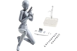 AHOHOS Action Figure Drawing Models, Human Mannequin Body Kun Doll Body-Chan Male/Female Action Figure DX Set, Suitable for Sketching, Painting, Drawing Mannequin Figure Models for Artist Grey Female