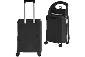 muhub 20'' Luggage with Child Seat, Ride On Suitcase with Shockproof Silent Spinner Wheels, TSA Lock, Carry On Luggage with Foldable Backrest, Bag Hook for Kids.