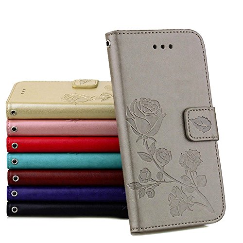 Scheam iPhone 7 Plus iPhone 8 Plus Wallet Leather Case Protective Durable Phone case Shell Folio flip Cell Phone Cover Bag Card Slots,Cash Pocket,Grey
