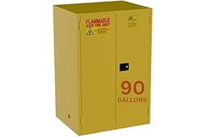 Jamco 90 Gallon Flammable Safety Cabinet, Steel Flammable Storage Cabinet Lockable Manual Closing Doors, Non Forkliftable, 43" x 34" x 65", Yellow