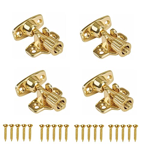 TERF® Heavy Duty Polished Brass Sash Window Lock Fastener With Fixing Screws For Wood Aluminium UPVC Vinyl Frames - Pack of 4