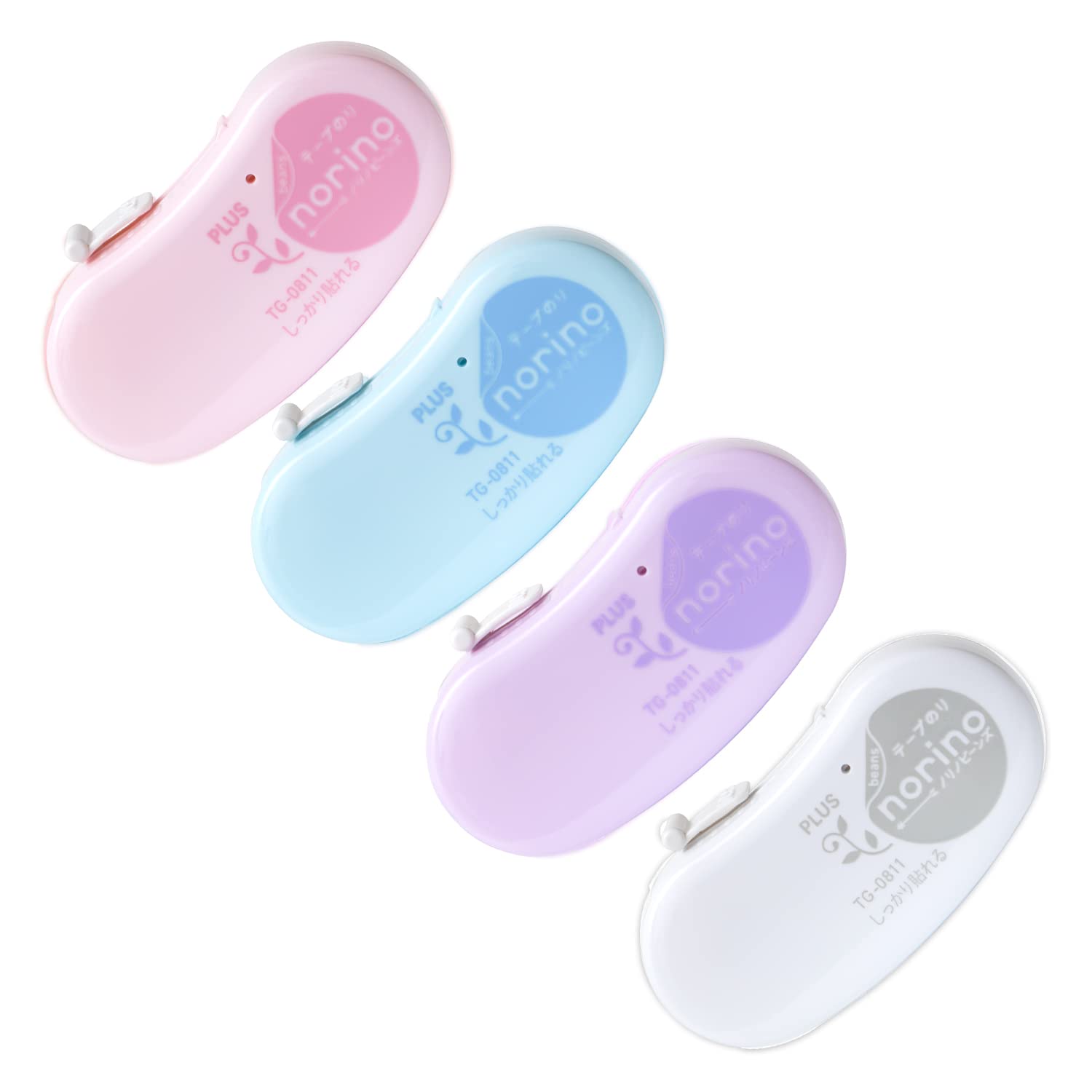 プラス テープのり ノリノビーンズ しっかり貼れる 幅6mm×10m 4個入 ペールアソート TG-0811 54-420商品画像