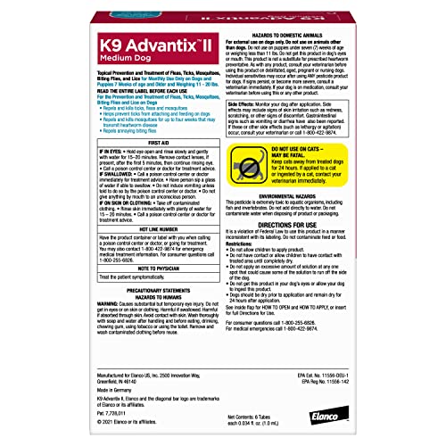 K9 Advantix II Medium Dog Vet-Recommended Flea, Tick &amp; Mosquito ...