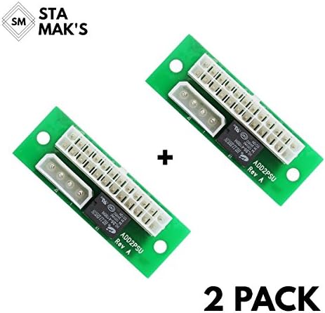 Stamaks 2- Pack Multiple Power Supply Adapter ATX 24Pin to SATA Dual PSU Power Supply Sync Starter Extender Cable Card for Ethereum ETH ZEC Minin