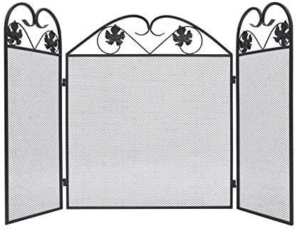 Famirosa Kaminschirm mit 3 Paneelen aus Eisen in Schwarz, Lampenschirm