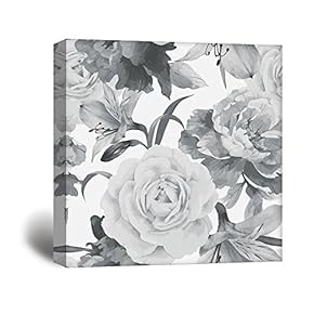 Square Canvas Wall Art - Closeup Flower Petals in Black White - Giclee Print Gallery Wrap Modern Home Art Ready to Hang - 12x12 inches