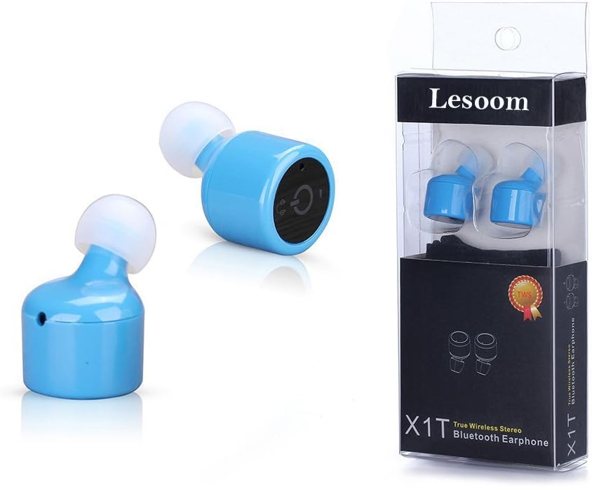 Bluetooth Noise Cancelling Headphones,Lesoom Mini Stereo Earphones True Wireless V4.2 Invisible Earpiece HD Surround Sound in-ear Headset With Microphone For iPhone 6 6S Galaxy S6 S7 Edge -Blue