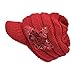 Women's Cable Knit Visor Hat with Flower Accent (One Size, Red)