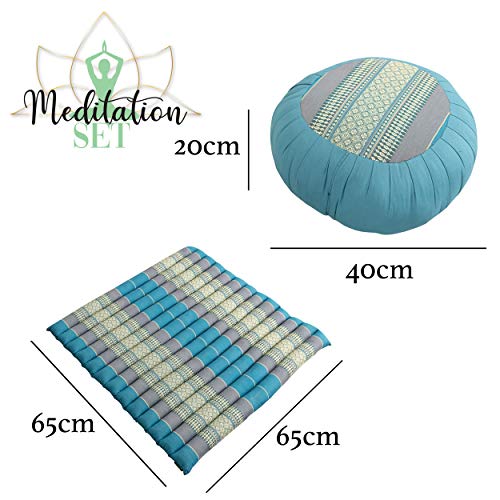 Laeto-Yoga-Meditation-Cushion-and-Zabuton-Mat-Set-in-Cotton-Linen-Fabric-Green
