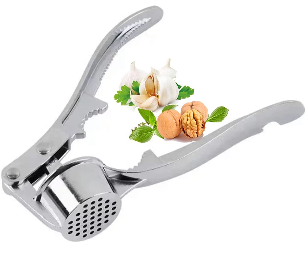 Kitchen Garlic Press, 4 in 1 Garlic Mincer Grinder, Easy to Squeeze and Clean Garlic Press Crusher, Garlic Chopper Mincer for Nut and Garlic