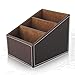 KINGFOM Remote Control Holder with 3 Compartments, Pu Leather Remote Caddy Desktop Organizer for TV, CD, Blu-Ray, Media Player, Heater Controllers and Cosmetics Office Supplies(Brown)
