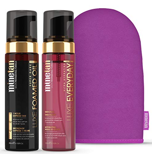 MineTan Luxe Oil Self Tanner Set with Luxe Foamed Oil Self Tan, Gradual Tanner & Applicator Mitt for Ultra Hydrating Self Tanning - Thumbnail 6