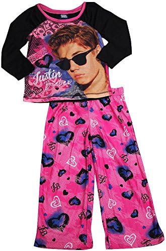 Justin Bieber - Big Girls' Long Sleeve Justin Bieber Pajamas, Black, Pink 34444-10