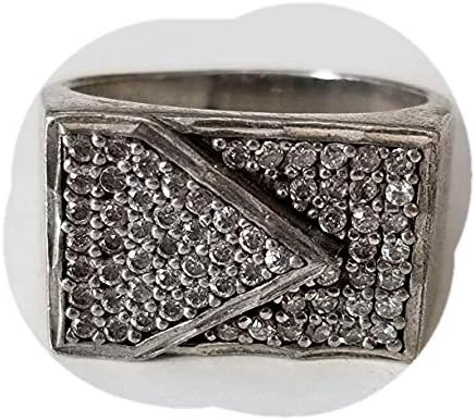 KONOZ Vintage Handmade 925 Sterling Silver Ring White Zircon Stone Middle East Ring