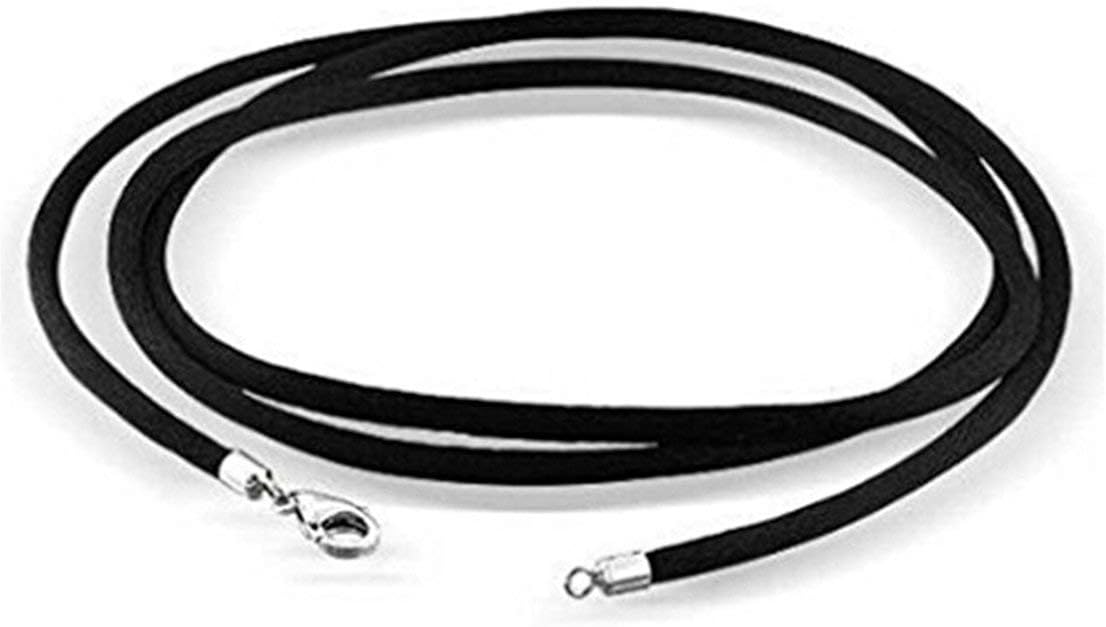 Unbrand Black Silk Cord Chain Necklace with Sterling Silver Clasp