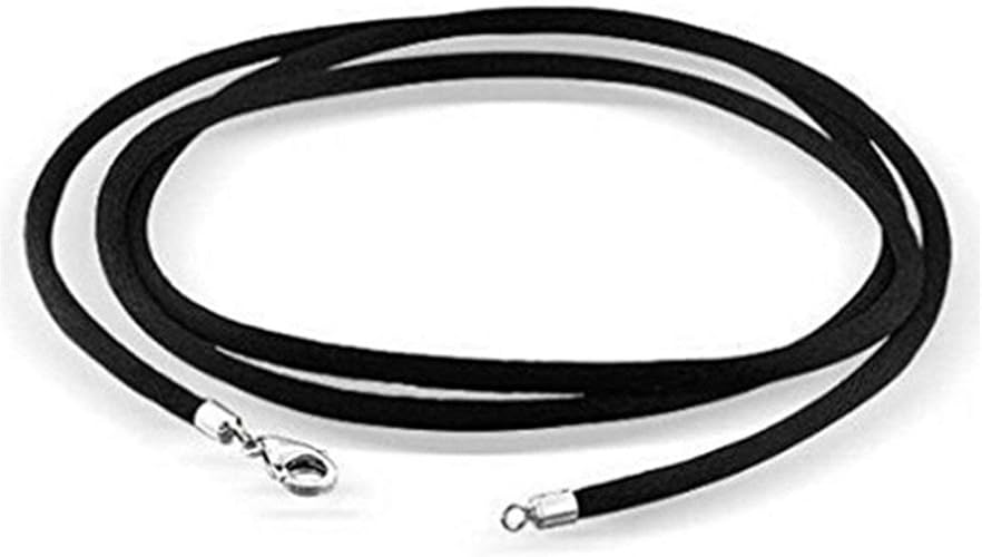 Unbrand Black Silk Cord Chain Necklace with Sterling Silver Clasp