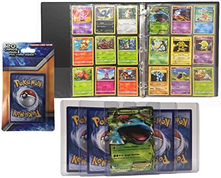Pokemon Card Starter Kit, Pokemon Beginner Set With 20 Cards and 1 Foil Card, Collector Binder, 5 Collector Pages and 5 Individual Card Sleeves. This Pokemon Starter Kit is a Great Back-to-School Gift