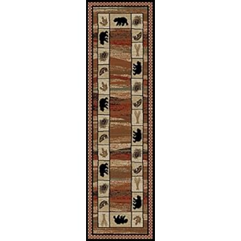 Rustic Lodge, Bear Cabin 2x8 Area Rug, 2'2