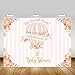 Mehofoto Up Up And Away Baby Shower Backdrop Hot Air Balloon Photography Background 7x5ft Vinyl Pink Hot Air Balloon Baby Shower Party Banner Backdrops