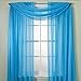 Monagifts Bright Turquoise Scarf Voile Window Panel Solid Sheer Valance Curtains