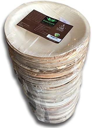 GreenLyfe Eco-Friendly Palm Leaf Bowls - 100% Natural, Compostable, Disposable Party and Dinner Leafplates - 6 inch round, 1 inch deep (100)